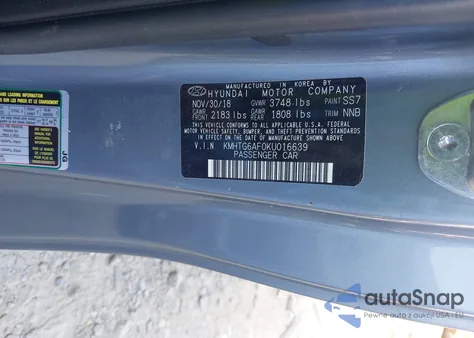 2019 Hyundai Veloster 2.0 из США, поврежденный, VIN KMHTG6AF0KU016639